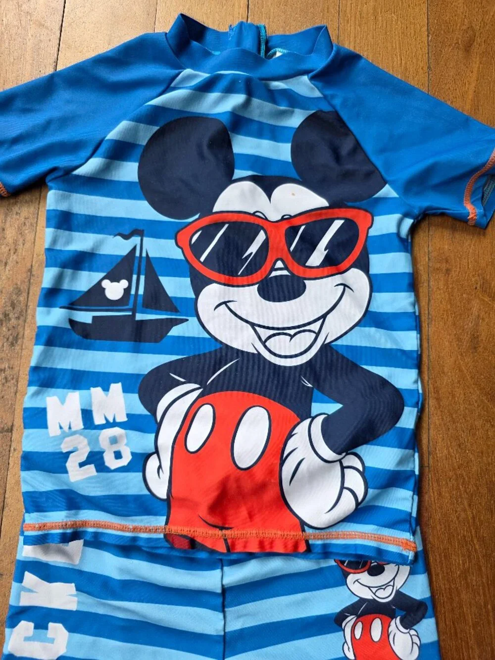 Disney Mickey And Friends Toddler Striped 2-Piece Bathing Suit Size 5